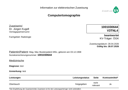 Termin MIT eKOS Antragscode